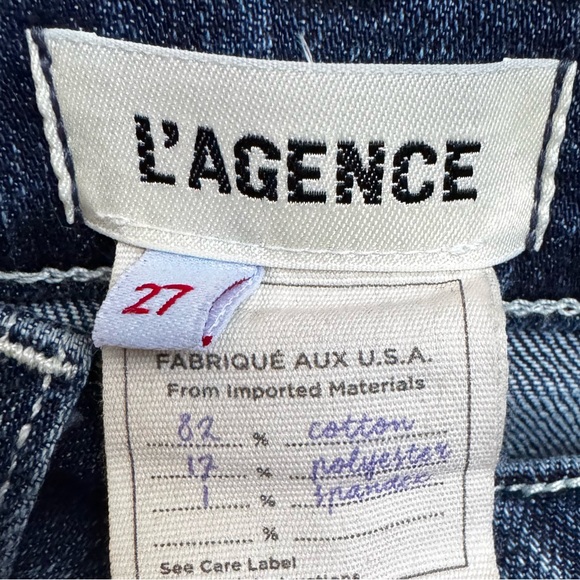 L’AGENCE Ruth High Rise Straight Leg Jeans in Naples Wash Blue Size:27 - Picture 11 of 12
